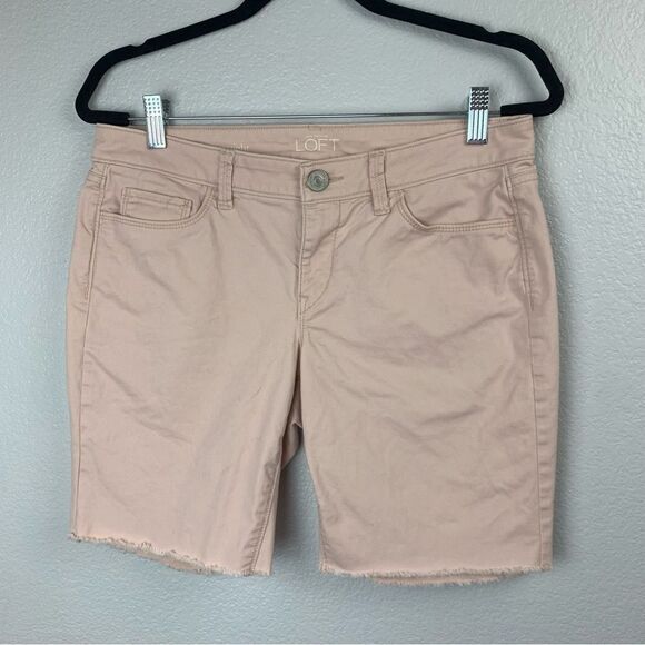 Loft Modern Straight Pink Denim Raw Hem Shorts 8P - Picture 1 of 7